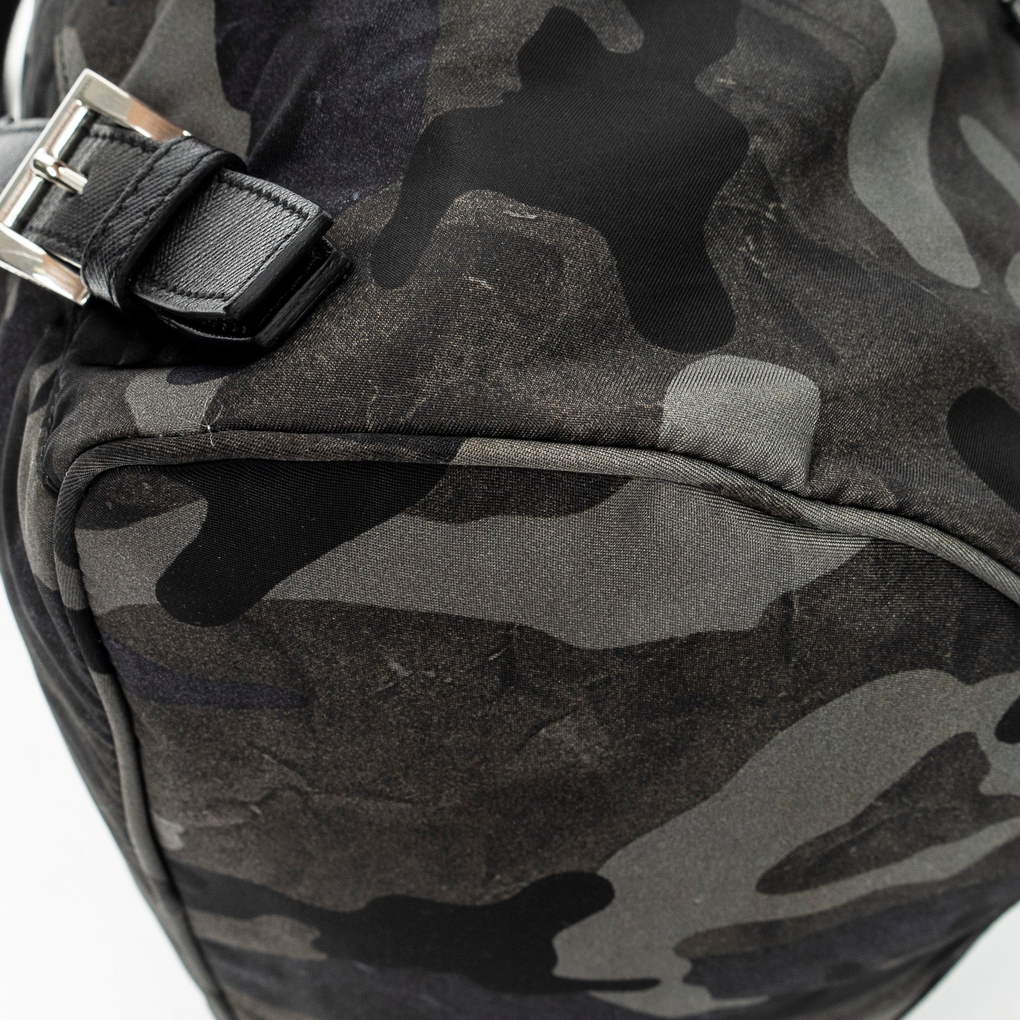 Backpack Flap Drawstring Backpack Dark Green Camouflage Print Nylon Canvas