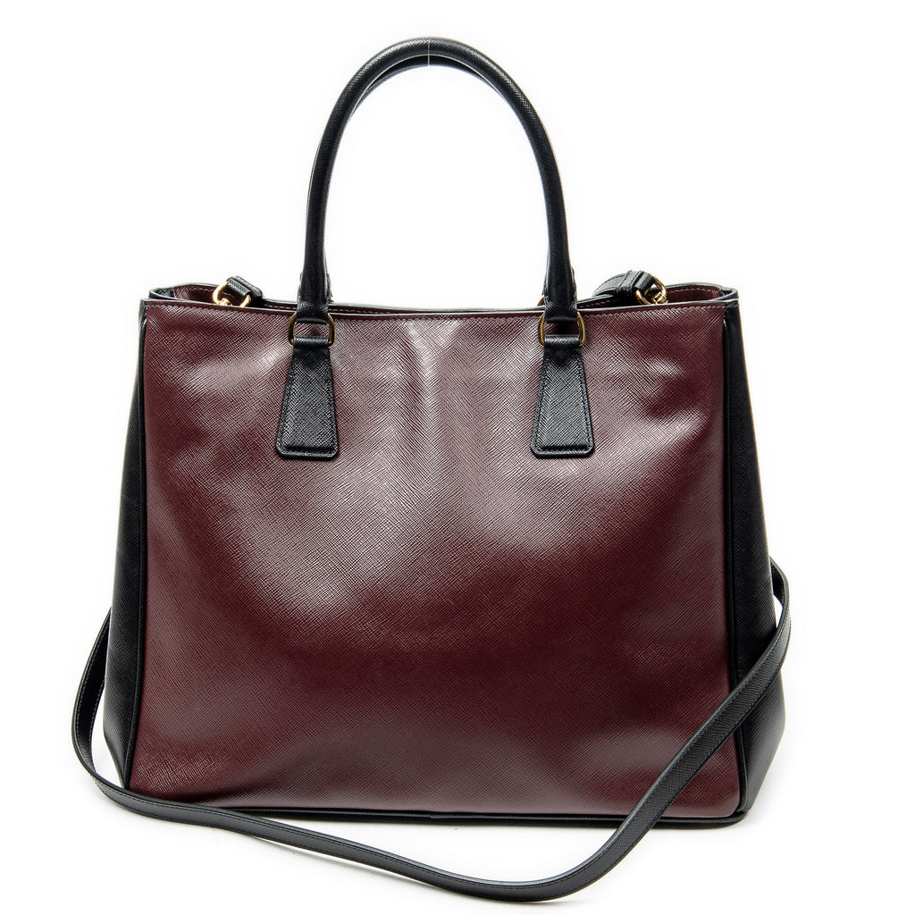 Shoulder Bag Convertible Open Tote Burgundy Saffiano Leather