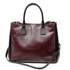 Shoulder Bag Convertible Open Tote Burgundy Saffiano Leather