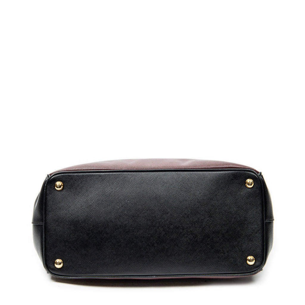 Shoulder Bag Convertible Open Tote Burgundy Saffiano Leather