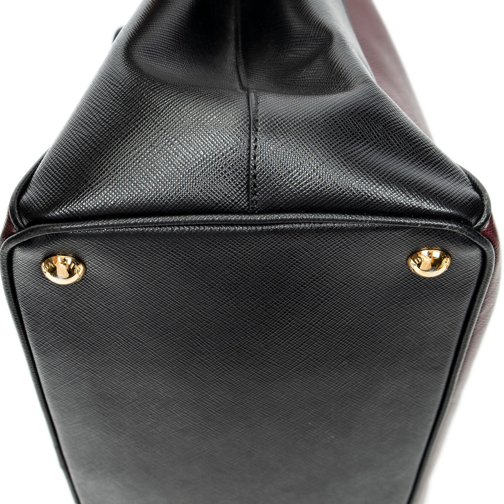 Shoulder Bag Convertible Open Tote Burgundy Saffiano Leather