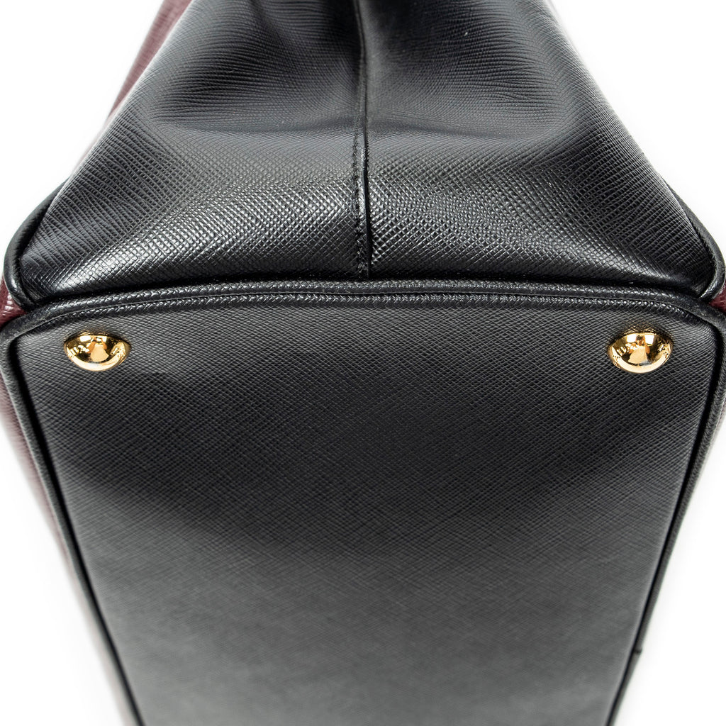 Shoulder Bag Convertible Open Tote Burgundy Saffiano Leather