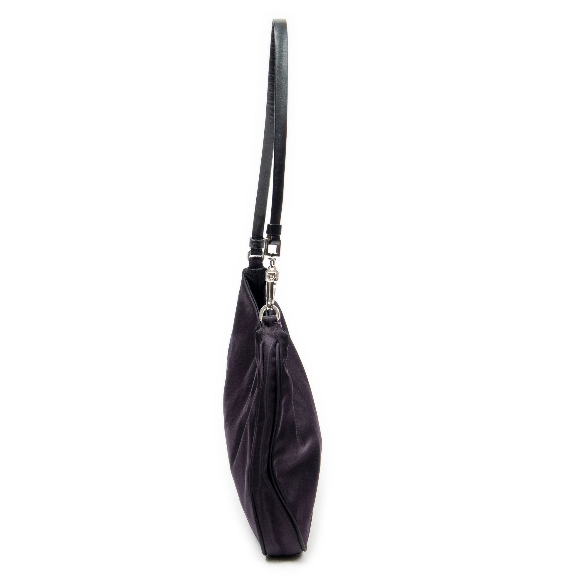 Shoulder Bag Small Hobo Purple Nylon Canvas