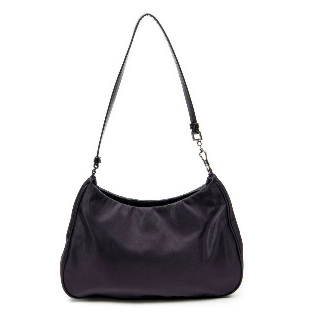 Shoulder Bag Small Hobo Purple Nylon Canvas