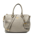 Shoulder Bag Convertible Boston Grey Vitello Daino Leather