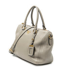 Shoulder Bag Convertible Boston Grey Vitello Daino Leather