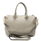 Shoulder Bag Convertible Boston Grey Vitello Daino Leather