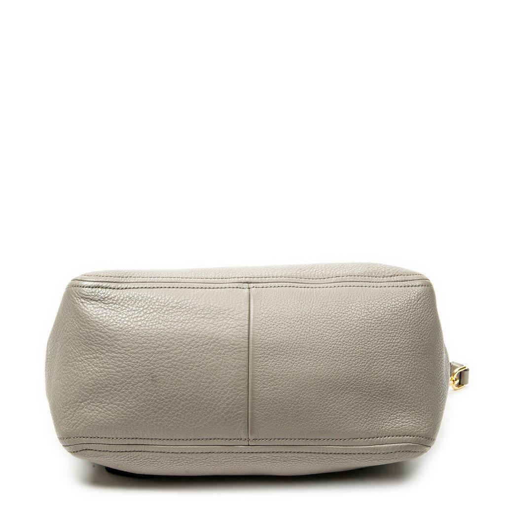 Shoulder Bag Convertible Boston Grey Vitello Daino Leather