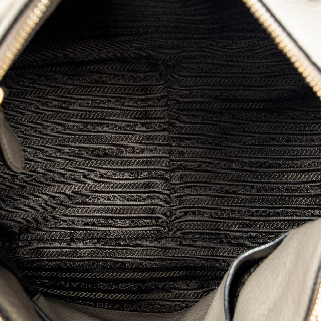 Shoulder Bag Convertible Boston Grey Vitello Daino Leather