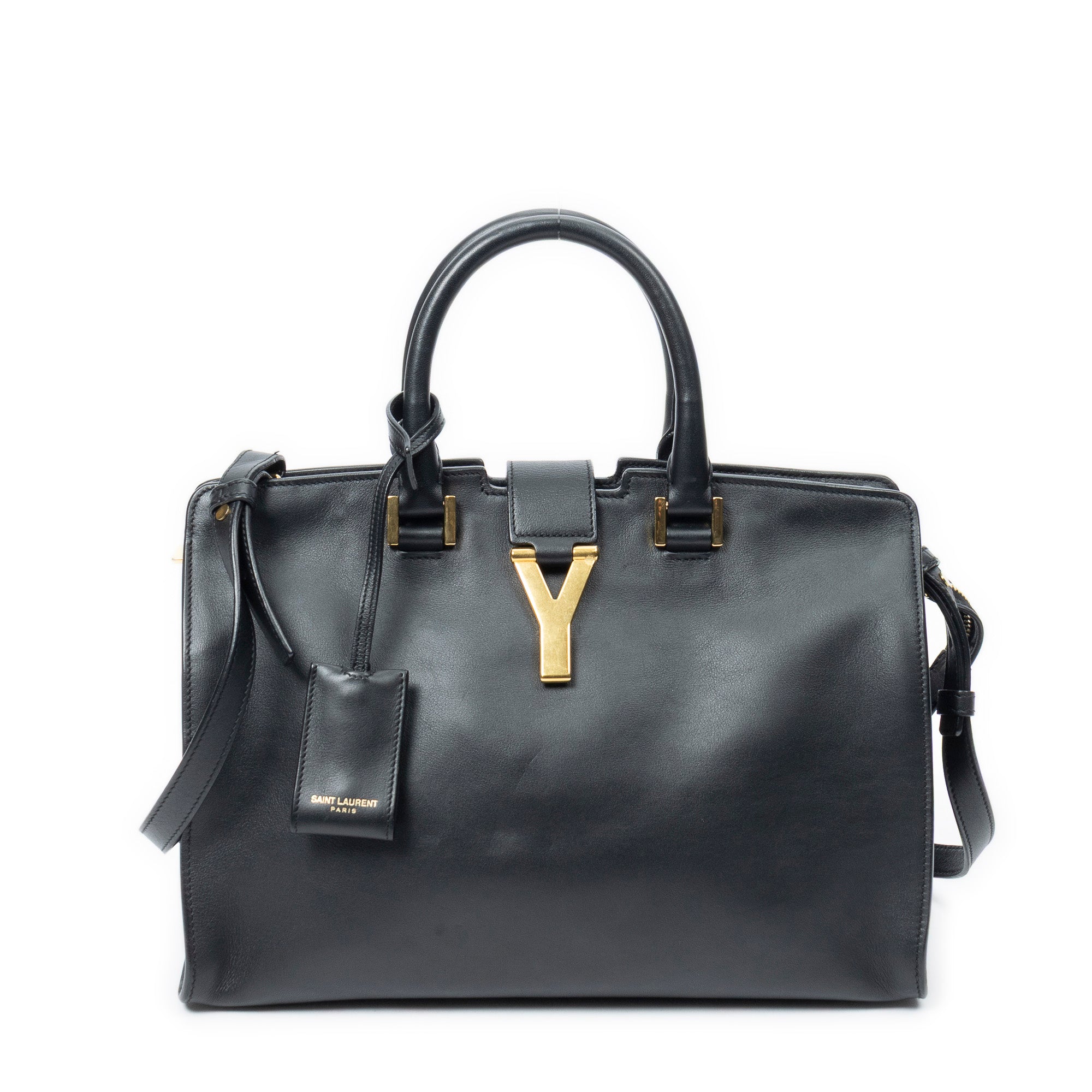 Shoulder Bag Small Classic Y Cabas Black Calfskin Leather
