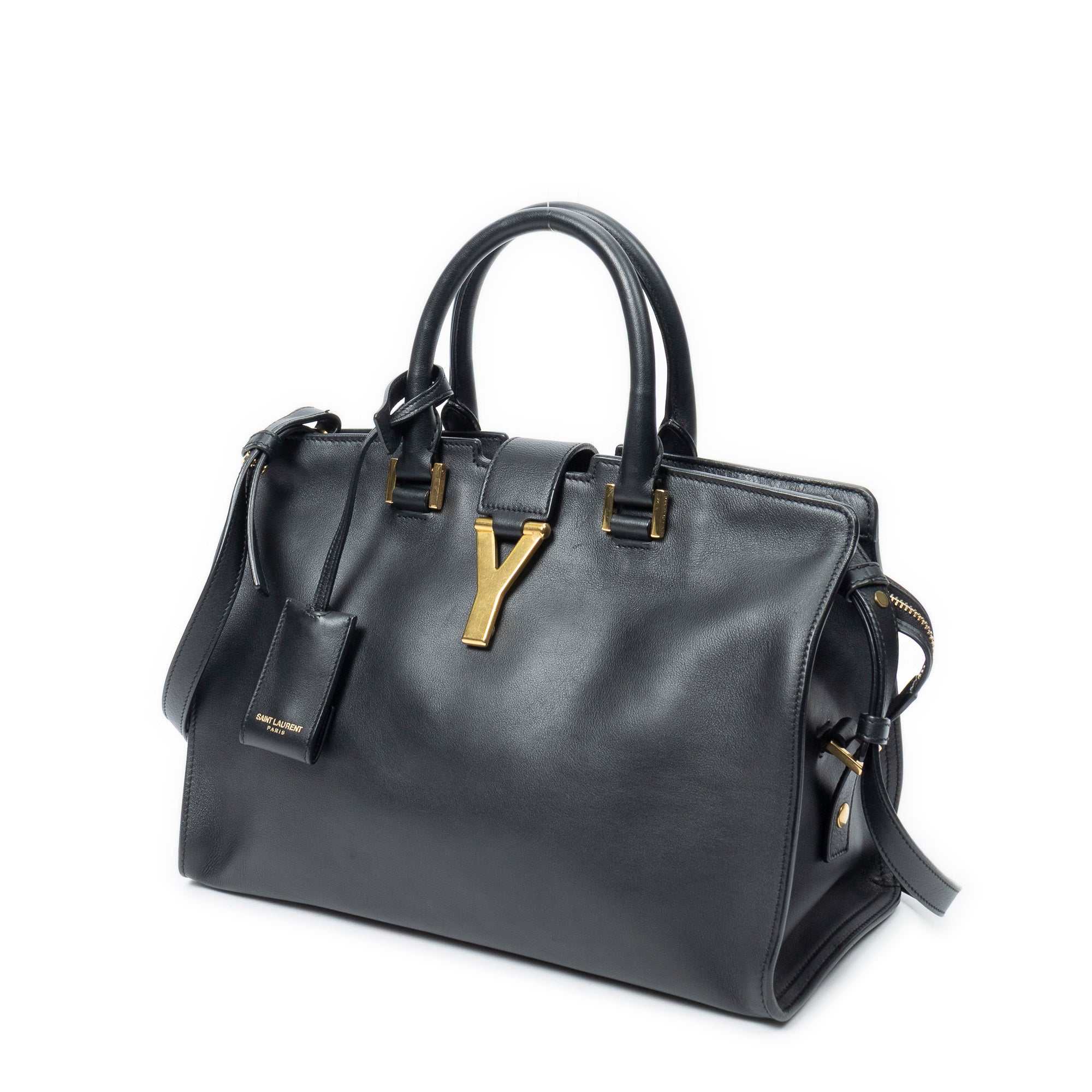 Shoulder Bag Small Classic Y Cabas Black Calfskin Leather