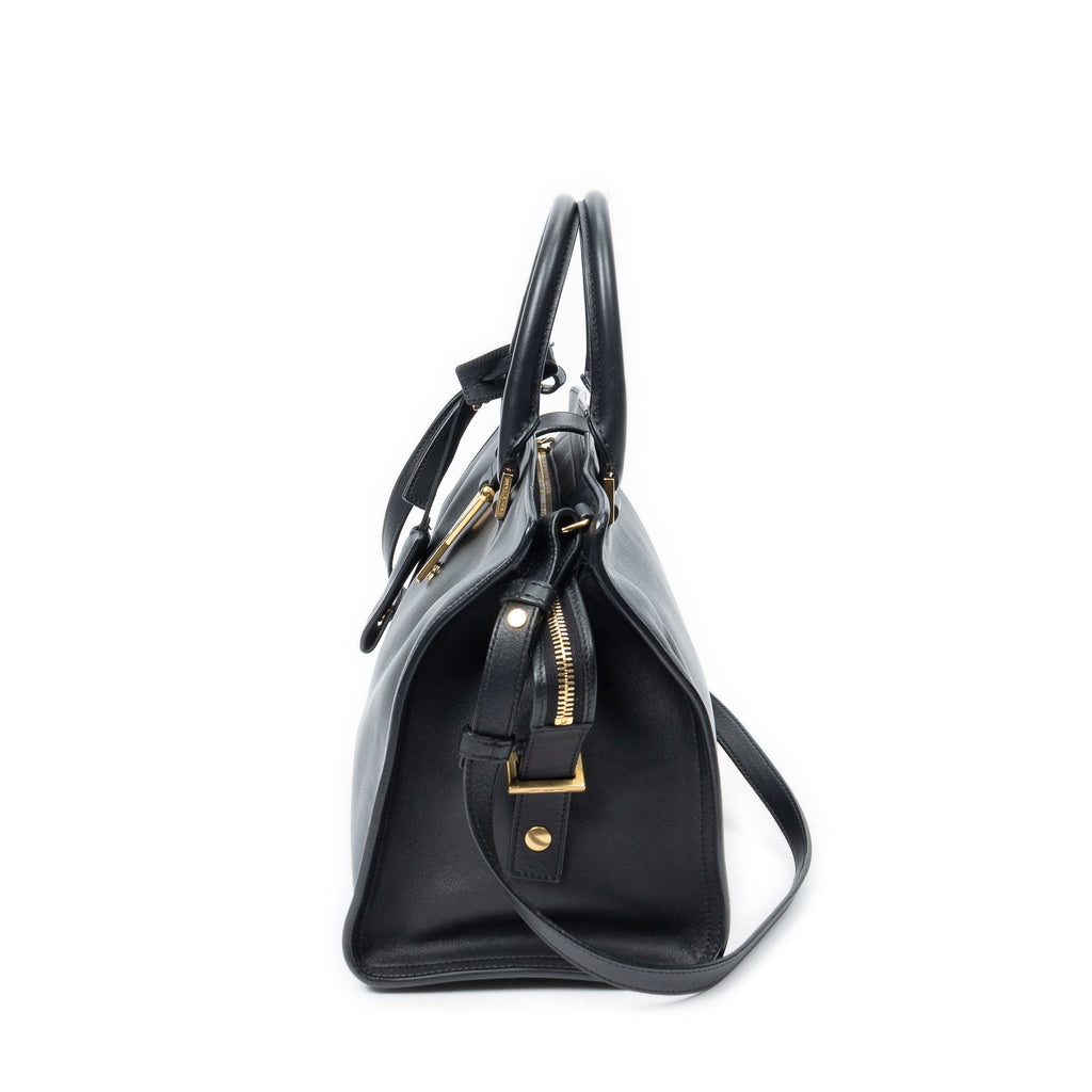 Shoulder Bag Small Classic Y Cabas Black Calfskin Leather