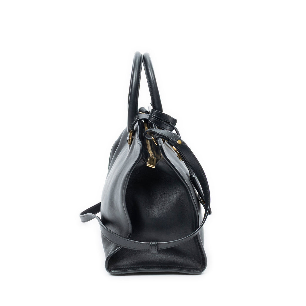 Shoulder Bag Small Classic Y Cabas Black Calfskin Leather