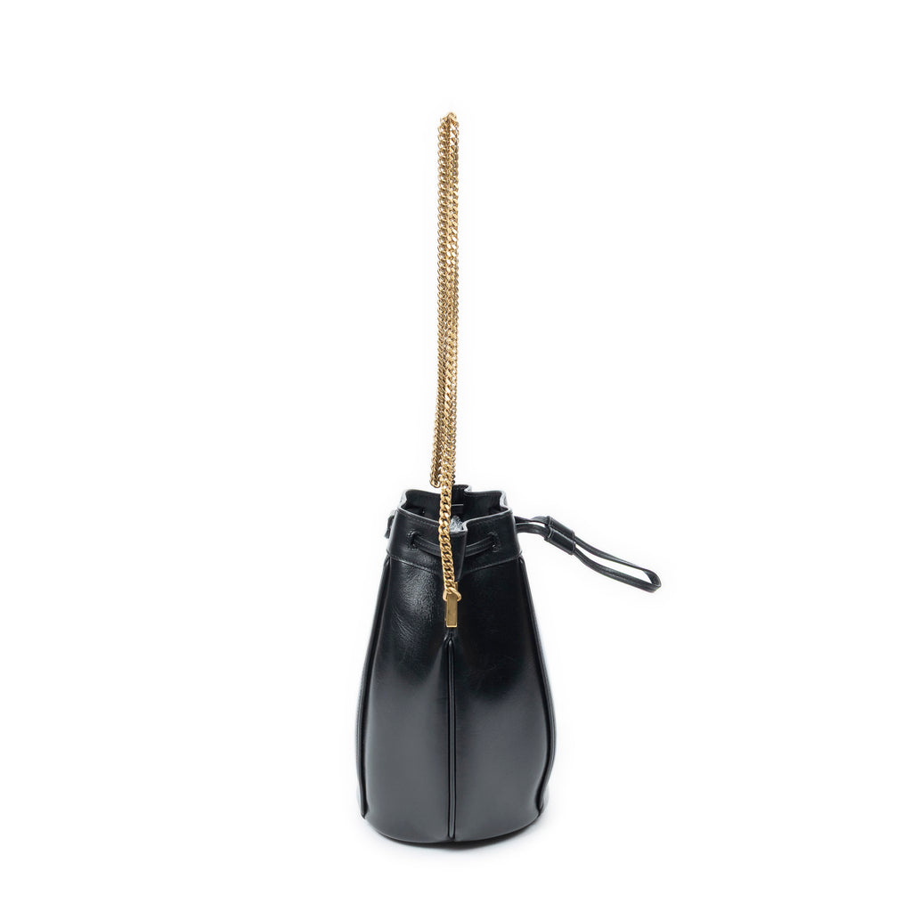 Shoulder Bag Small Talitha Bucket Bag Black Calfskin Leather