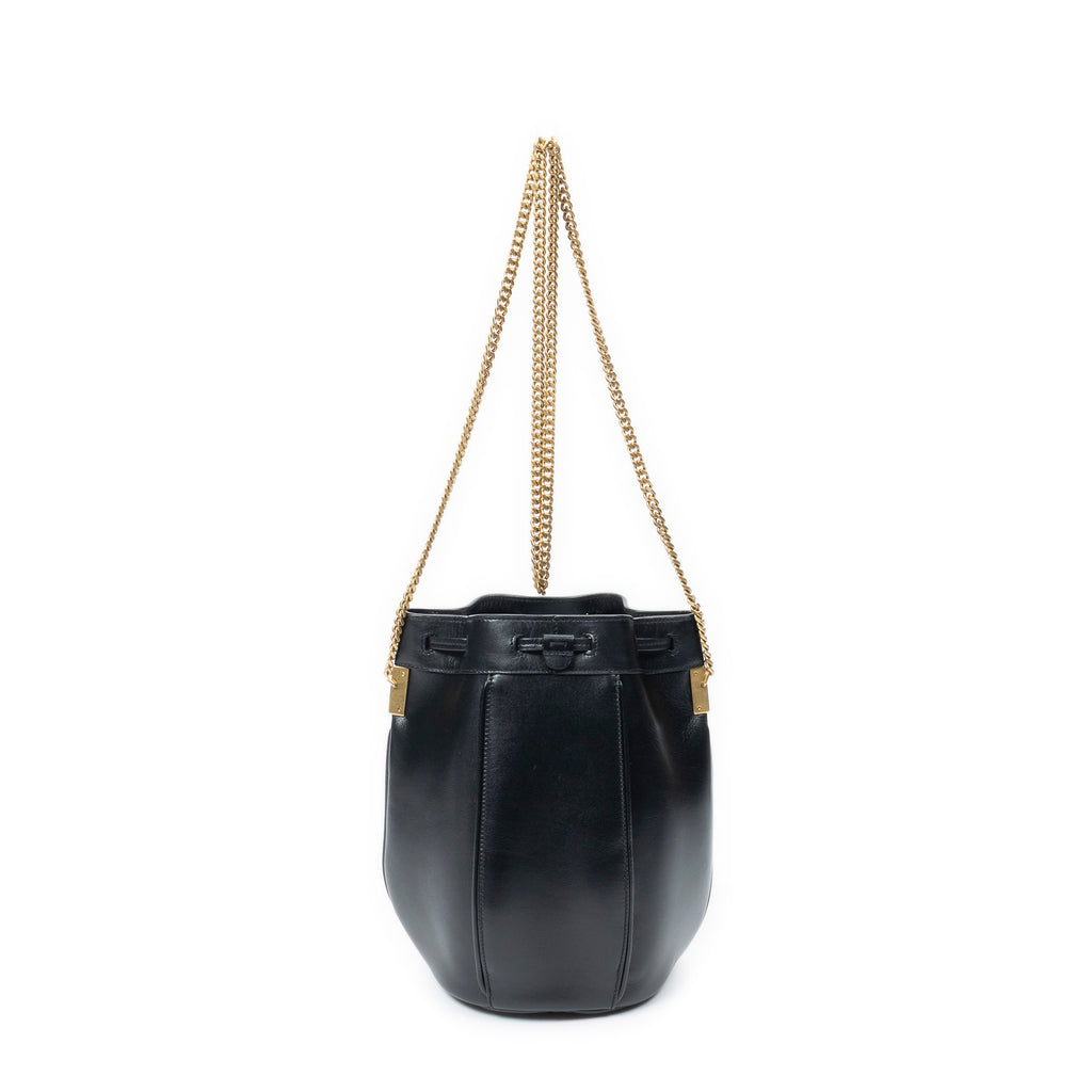 Shoulder Bag Small Talitha Bucket Bag Black Calfskin Leather