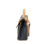 Shoulder Bag Vintage Flap Top Handle Black Woven Coated Canvas