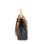 Shoulder Bag Vintage Flap Top Handle Black Woven Coated Canvas