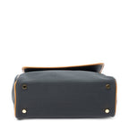 Shoulder Bag Vintage Flap Top Handle Black Woven Coated Canvas