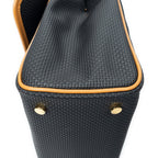 Shoulder Bag Vintage Flap Top Handle Black Woven Coated Canvas