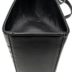 Shoulder Bag Vintage Trapezoid Top Handle Flap Black Chevron Quilted Calfskin Leather