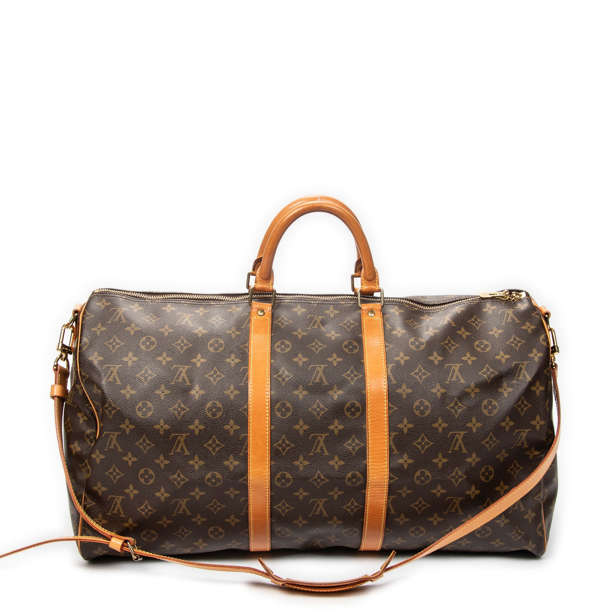 Travel Bag Keepall Bandouliere 55 Brown Monogram Canvas