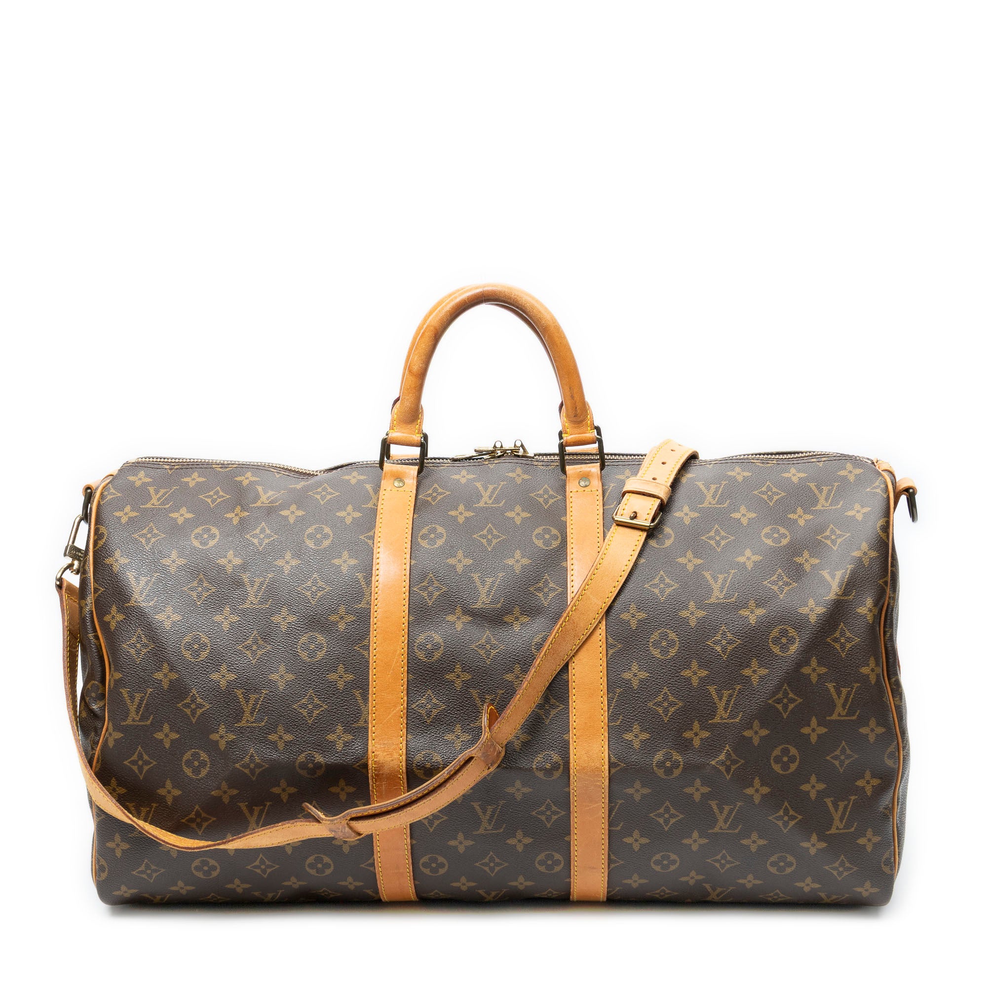 Travel Bag Keepall Bandouliere 55 Brown Monogram Canvas