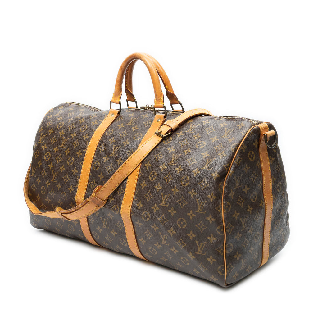 Travel Bag Keepall Bandouliere 55 Brown Monogram Canvas