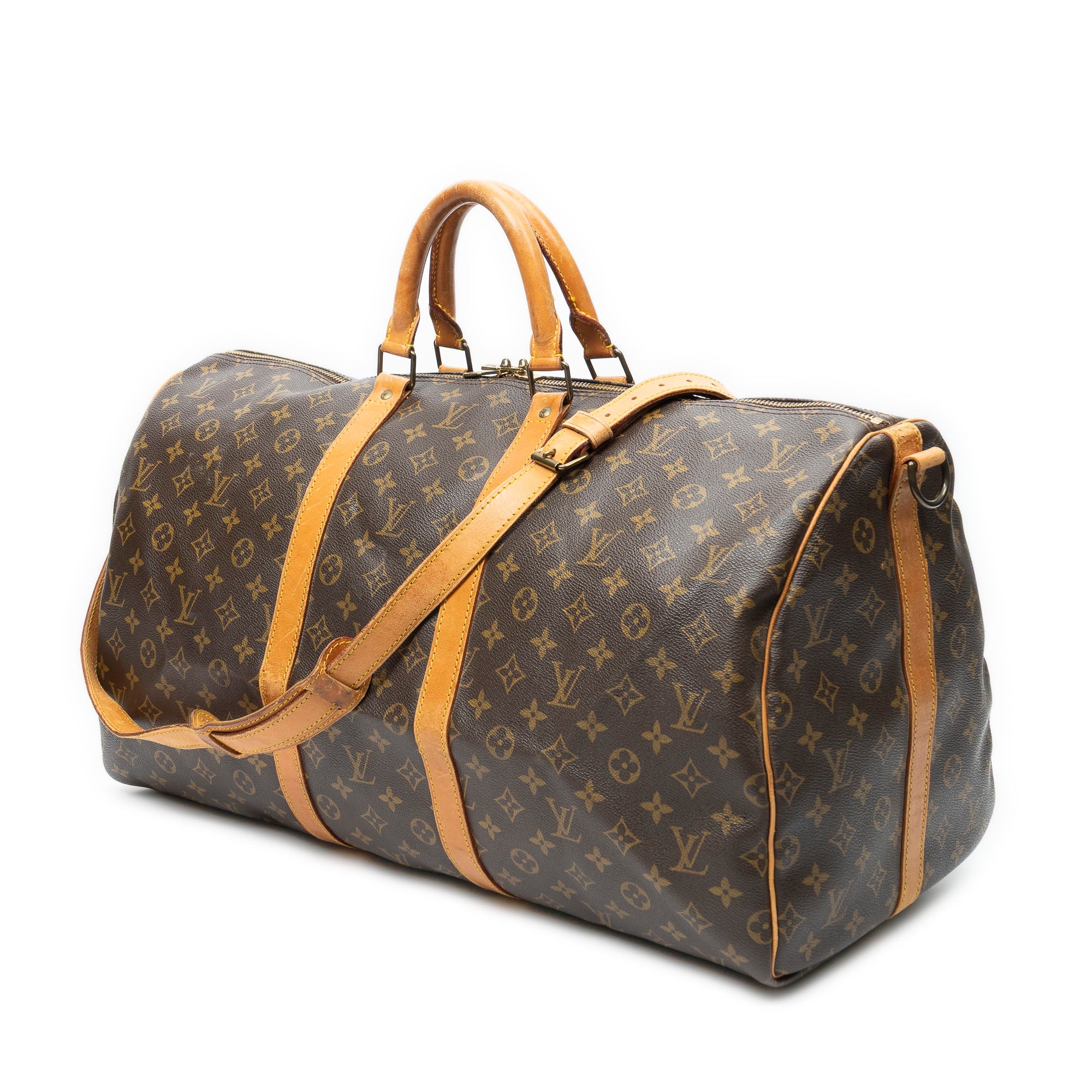 Travel Bag Keepall Bandouliere 55 Brown Monogram Canvas