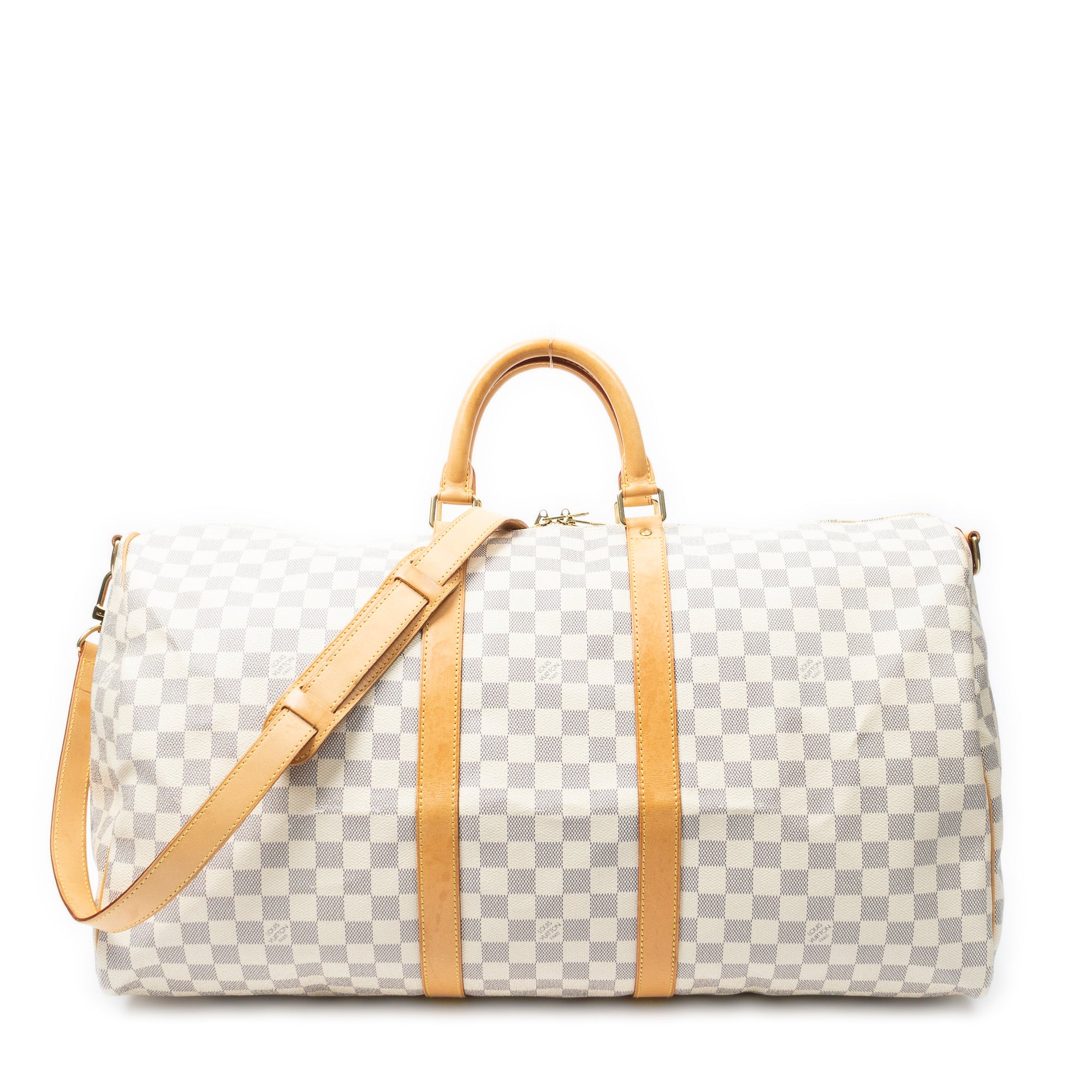 Travel Bag Keepall Bandouliere 55 Ivory Damier Azur