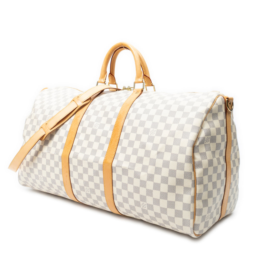 Travel Bag Keepall Bandouliere 55 Ivory Damier Azur