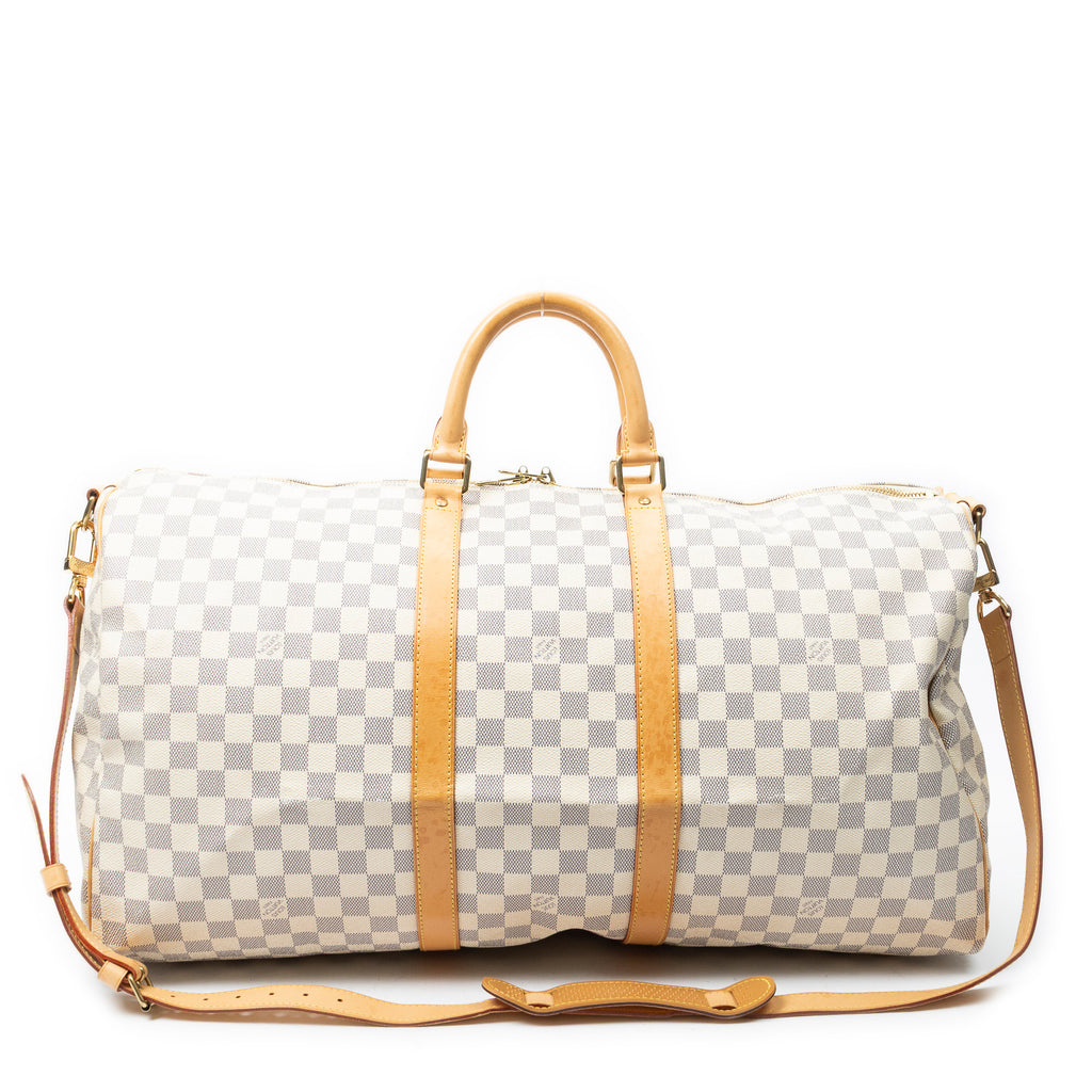 Travel Bag Keepall Bandouliere 55 Ivory Damier Azur