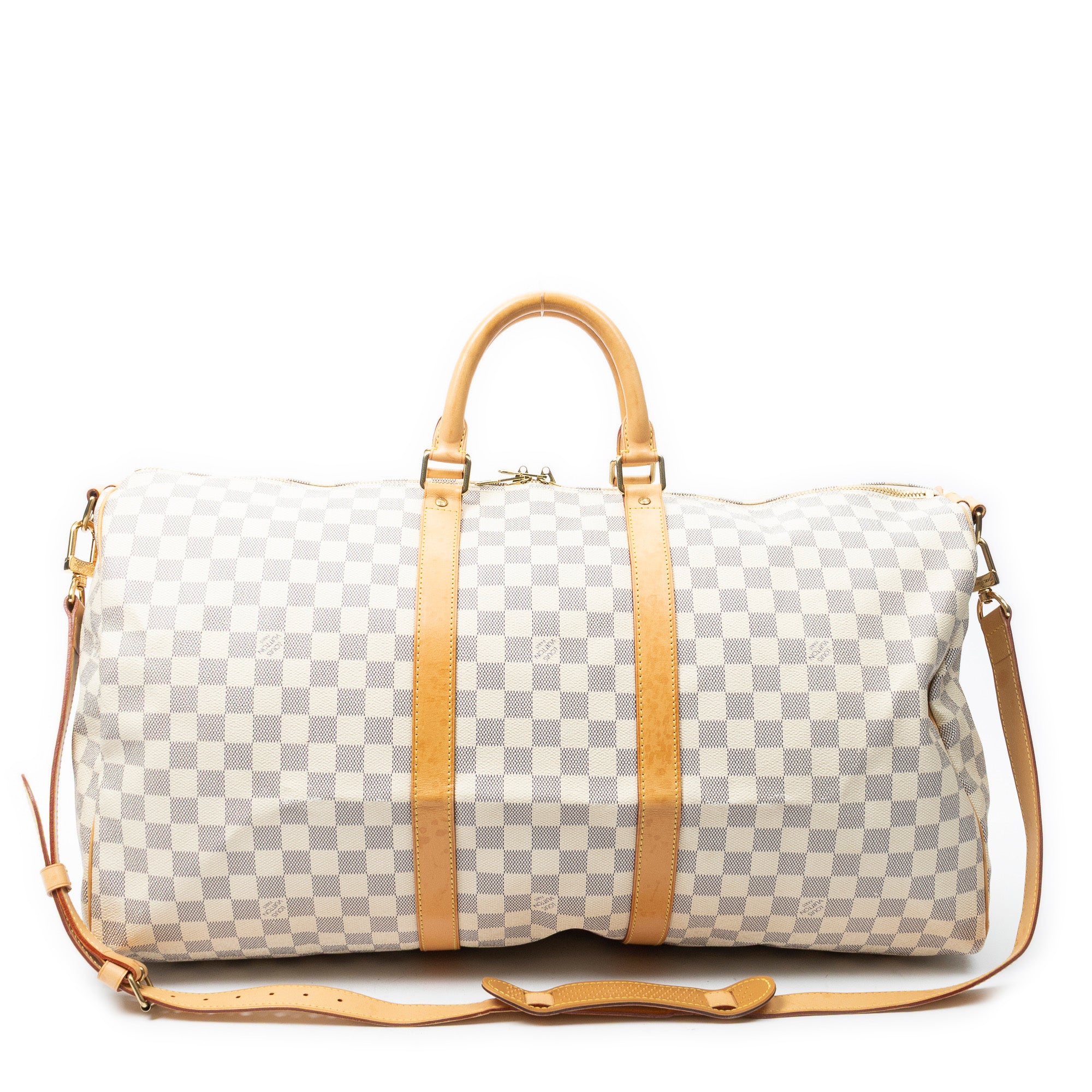 Travel Bag Keepall Bandouliere 55 Ivory Damier Azur