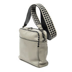 Shoulder Bag Square Zip Crossbody Taupe Smooth Calfskin Leather