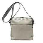 Shoulder Bag Square Zip Crossbody Taupe Smooth Calfskin Leather