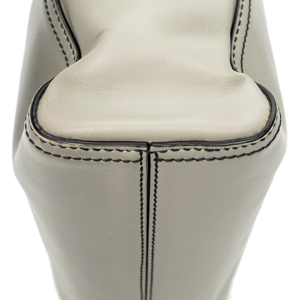 Shoulder Bag Square Zip Crossbody Taupe Smooth Calfskin Leather