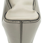 Shoulder Bag Square Zip Crossbody Taupe Smooth Calfskin Leather
