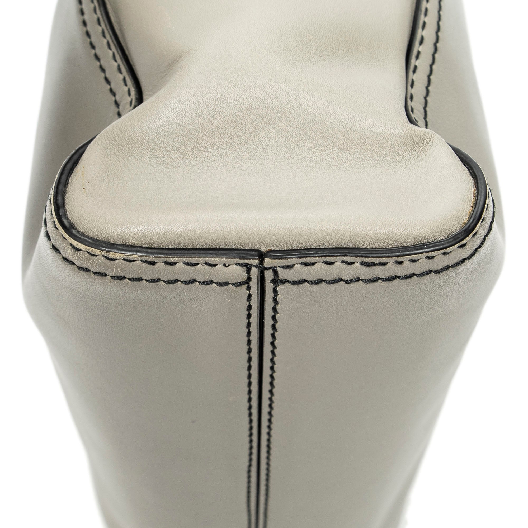 Shoulder Bag Square Zip Crossbody Taupe Smooth Calfskin Leather