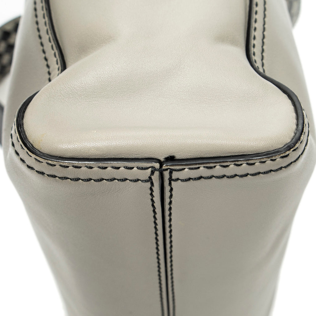 Shoulder Bag Square Zip Crossbody Taupe Smooth Calfskin Leather