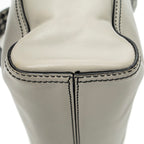 Shoulder Bag Square Zip Crossbody Taupe Smooth Calfskin Leather