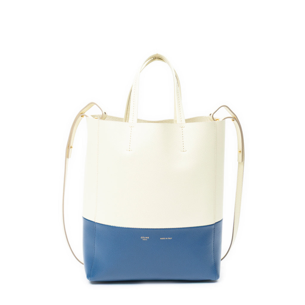 Shoulder Bag Vertical Cabas Tote Ivory Grained Leather