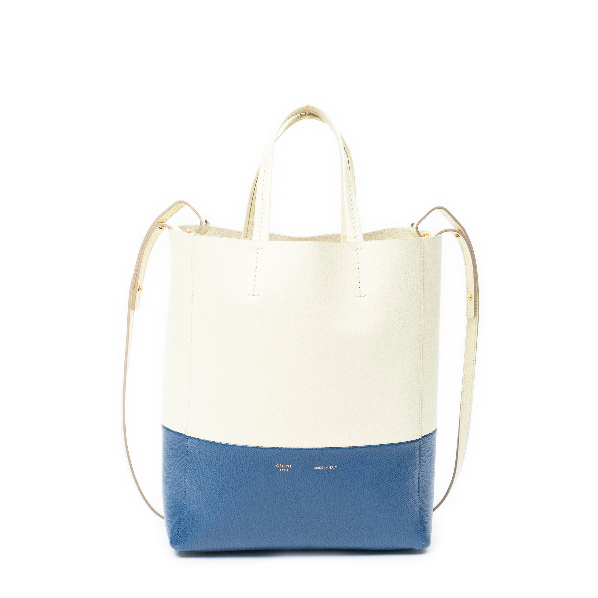 Shoulder Bag Vertical Cabas Tote Ivory Grained Leather