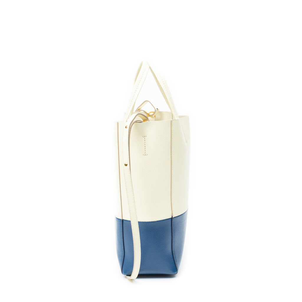 Shoulder Bag Vertical Cabas Tote Ivory Grained Leather