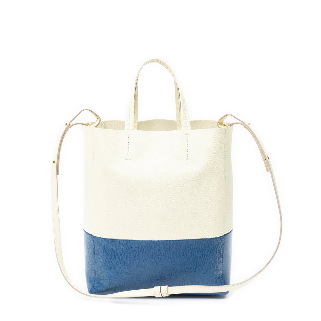 Shoulder Bag Vertical Cabas Tote Ivory Grained Leather