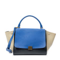 Shoulder Bag Medium Tricolor Trapeze Black Smooth Leather