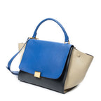 Shoulder Bag Medium Tricolor Trapeze Black Smooth Leather