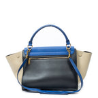 Shoulder Bag Medium Tricolor Trapeze Black Smooth Leather