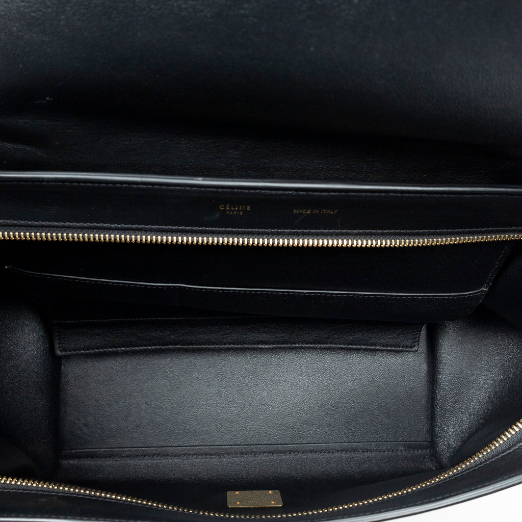 Shoulder Bag Medium Tricolor Trapeze Black Smooth Leather