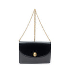 Shoulder Bag Vintage Flap Crossbody Black Smooth Calfskin Leather