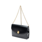 Shoulder Bag Vintage Flap Crossbody Black Smooth Calfskin Leather