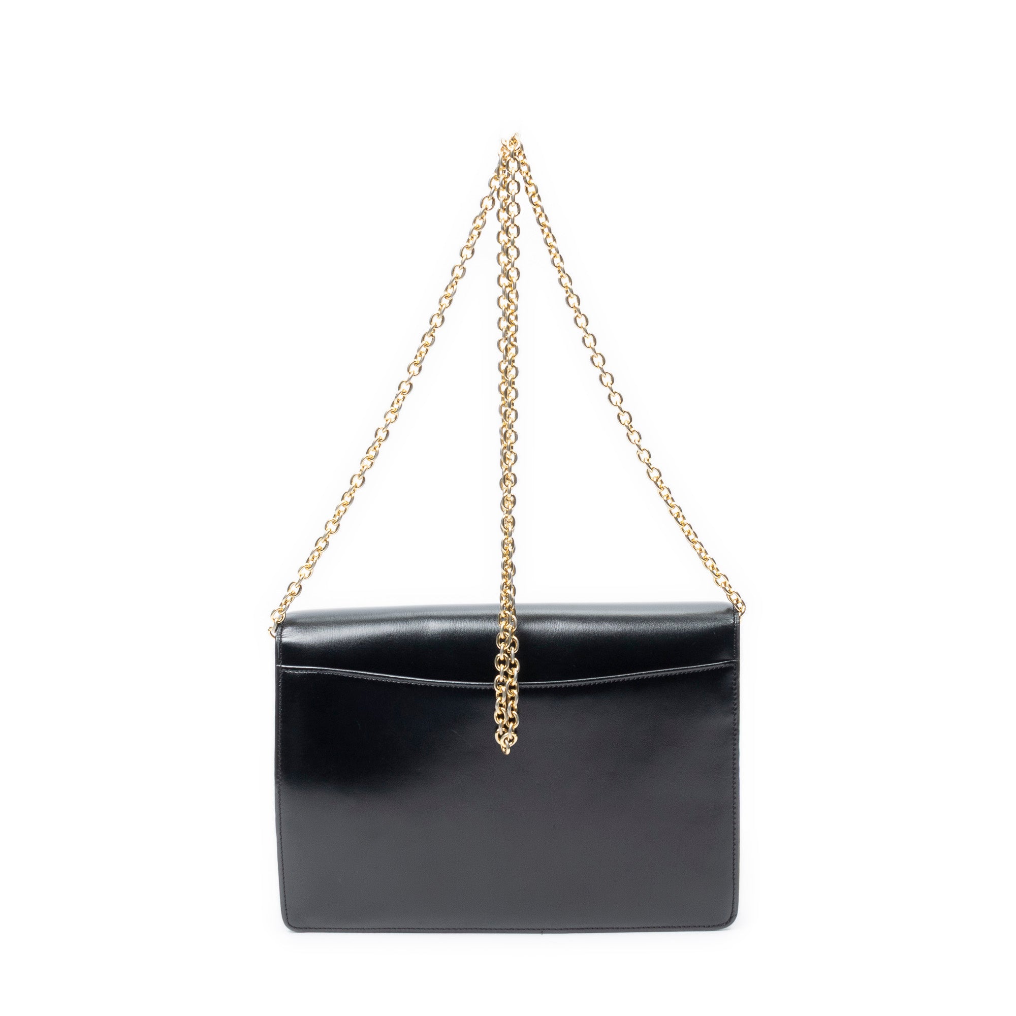Shoulder Bag Vintage Flap Crossbody Black Smooth Calfskin Leather